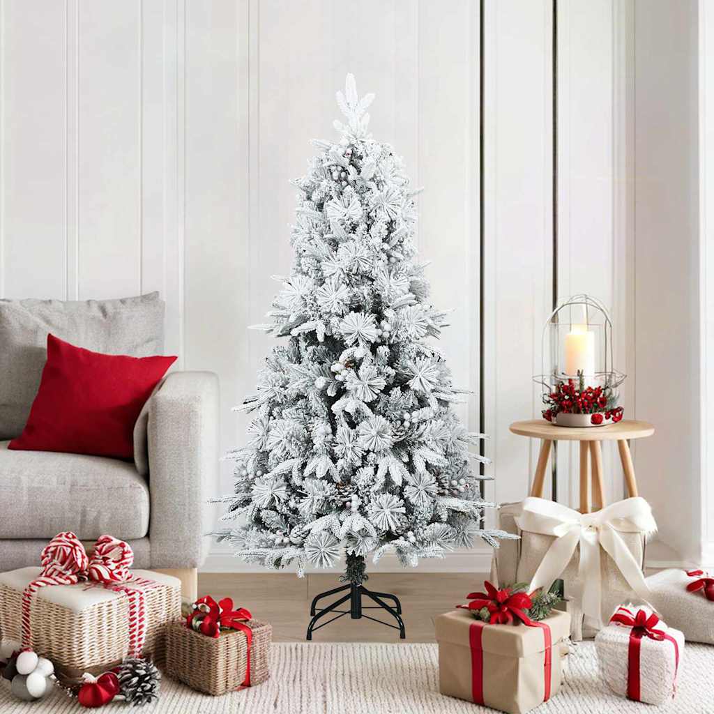 Artificial Hinged Christmas Tree Snow Flocked White 150 cm